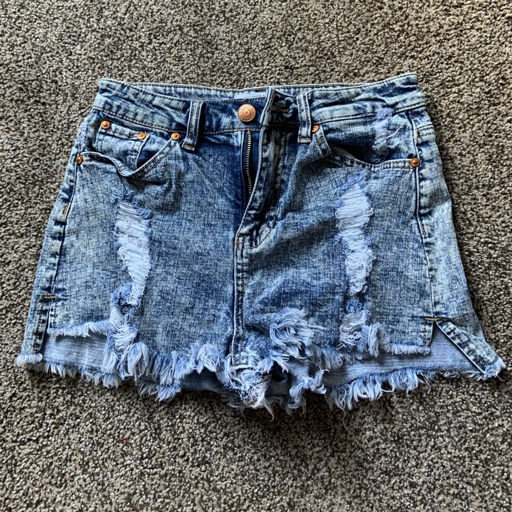 Acid Washed Super High Rise Shorts